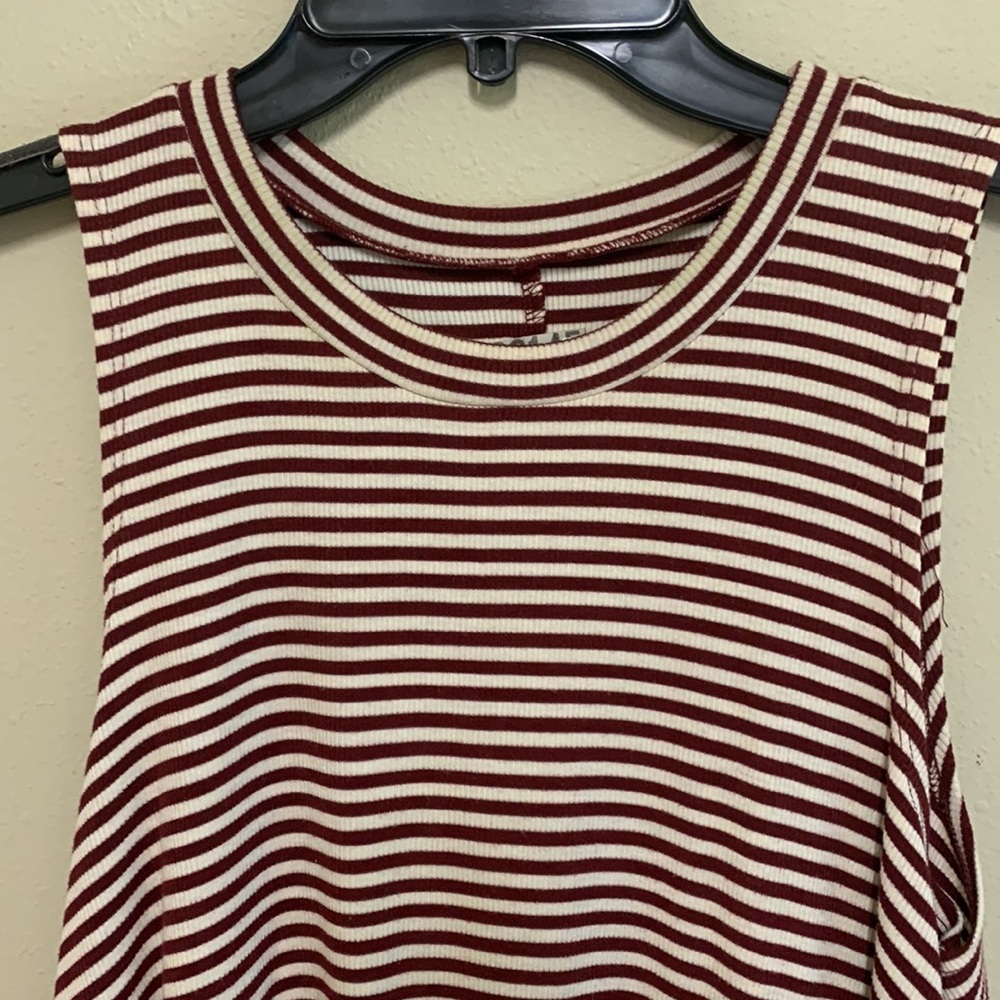 Maroon and cream striped dress. XL